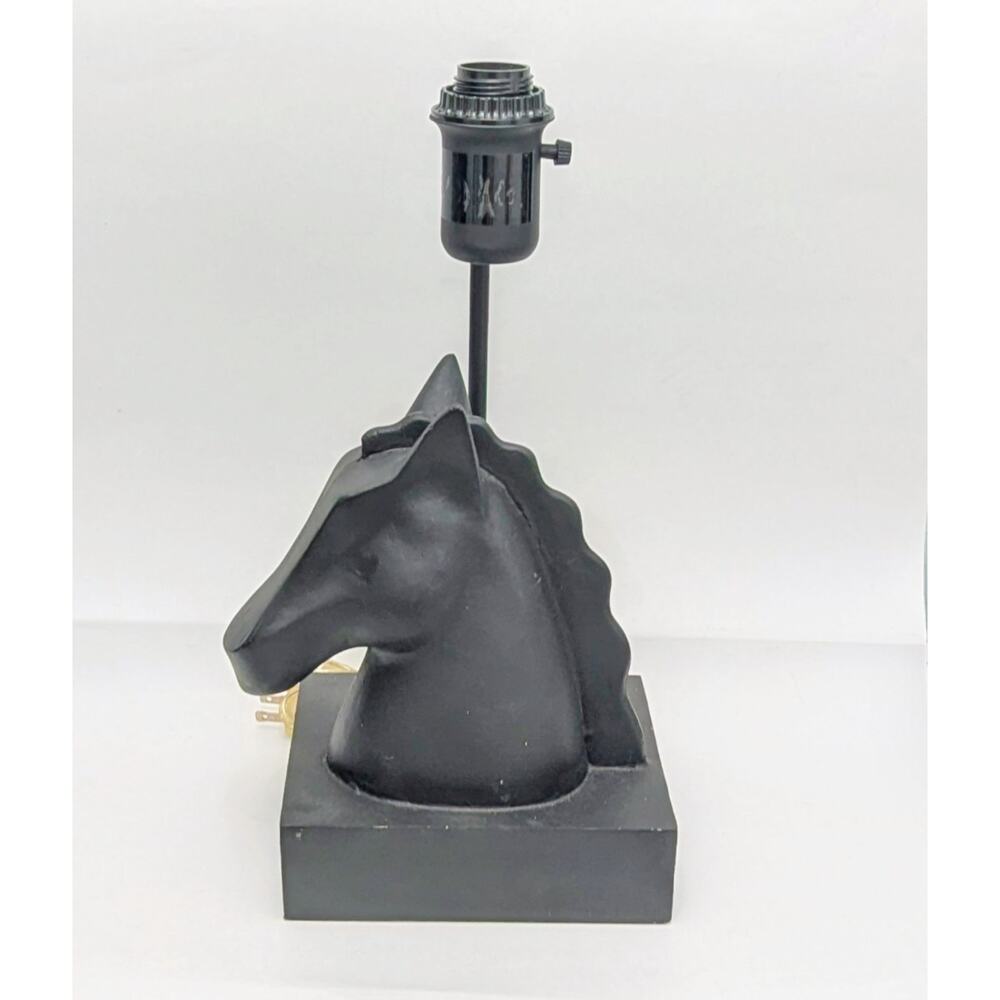 West Elm Black Horse Head Table Accent Lamp MCM Style 16"